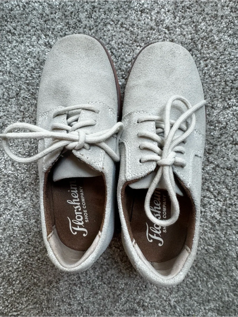 Florsheim Kids white/grey leather suede Lace-Up Dress Shoes